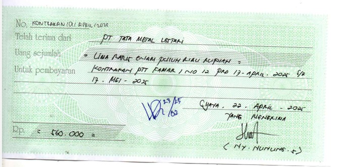 TML - Penyediaan Kontrakan Tukang Kamar 1 Oleh Bu Nunung Periode 17 April-17 Mei 2025
